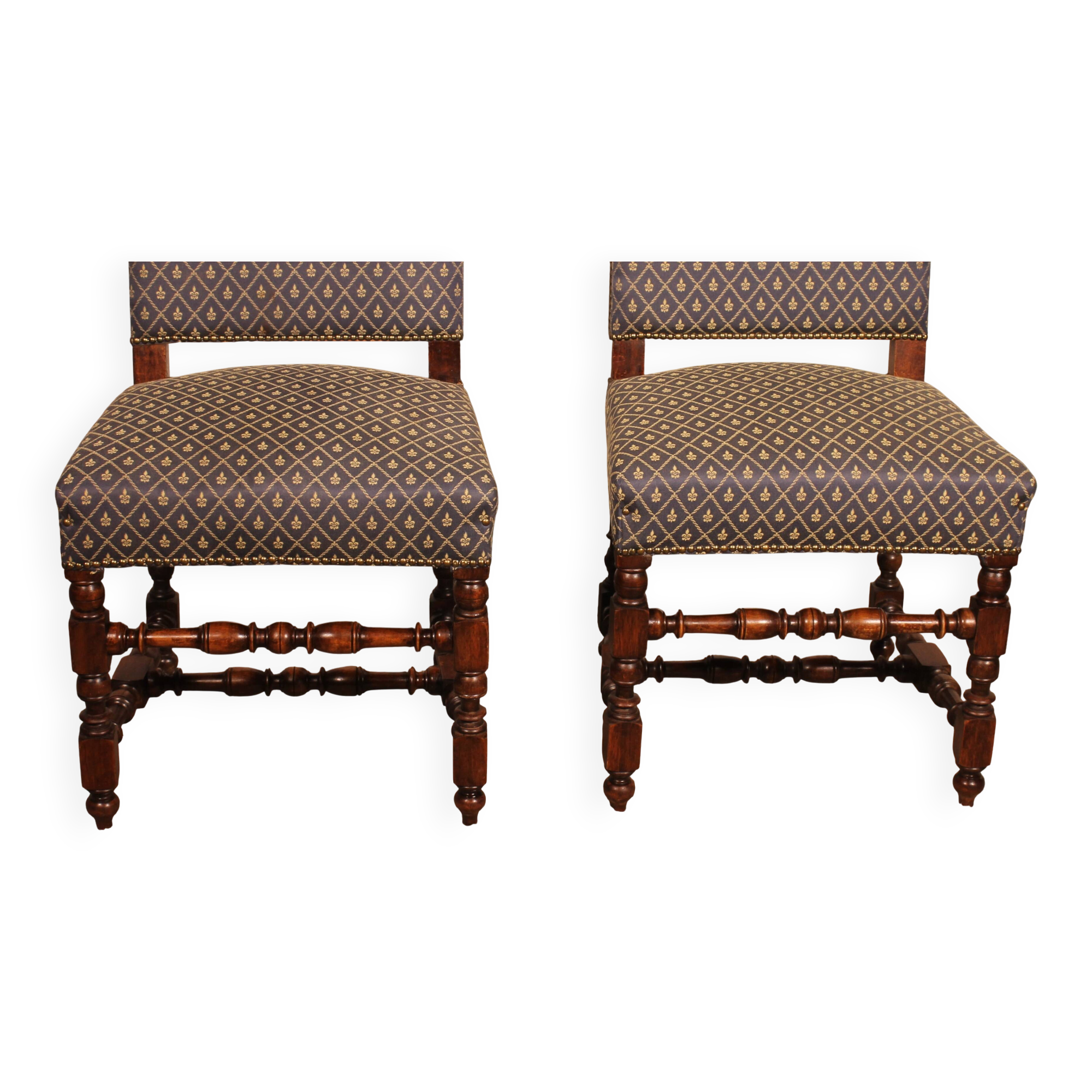 Two Louis XIII Walnut Chairs