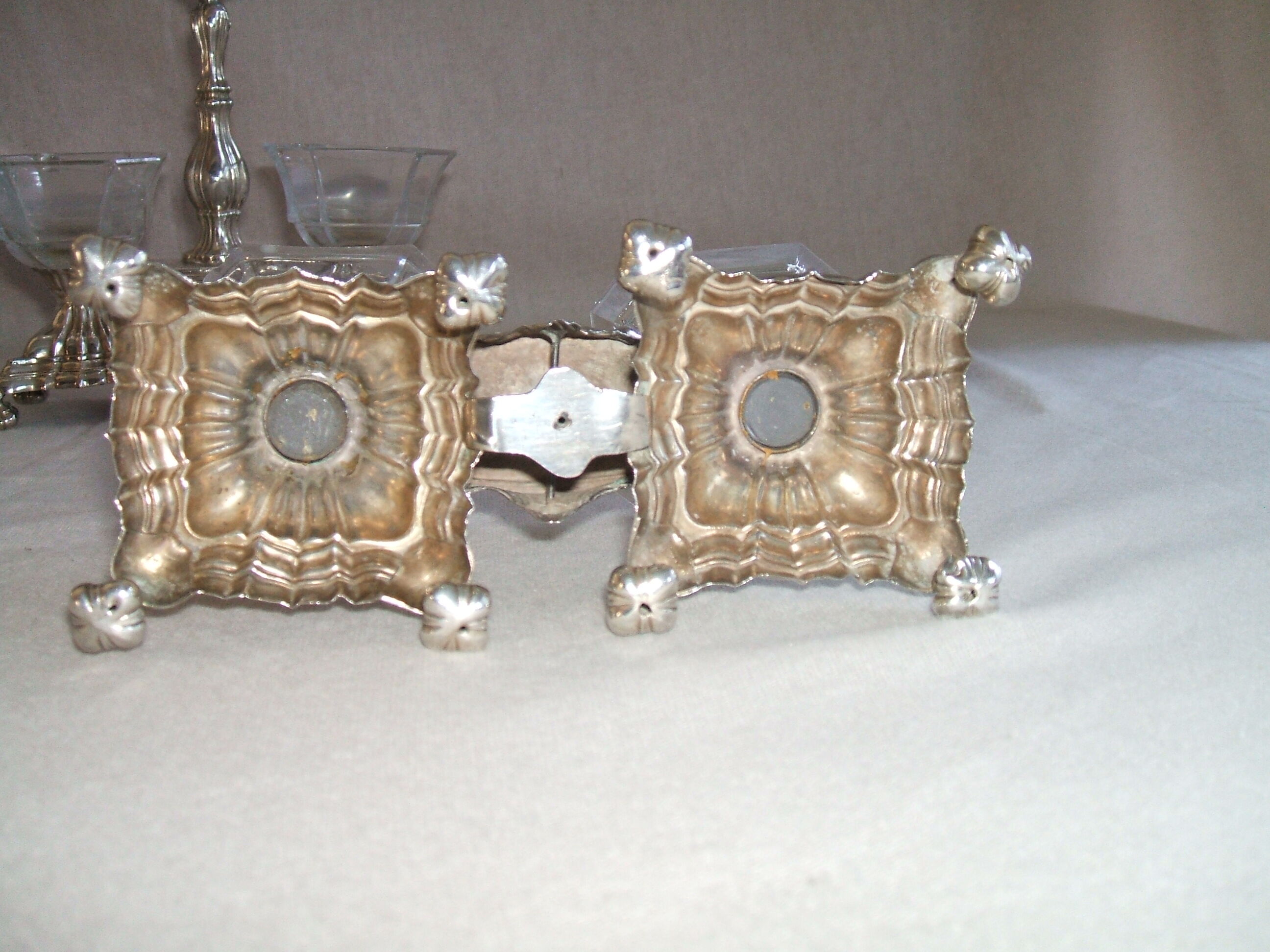 Pair of minerva massive silver salt shakers