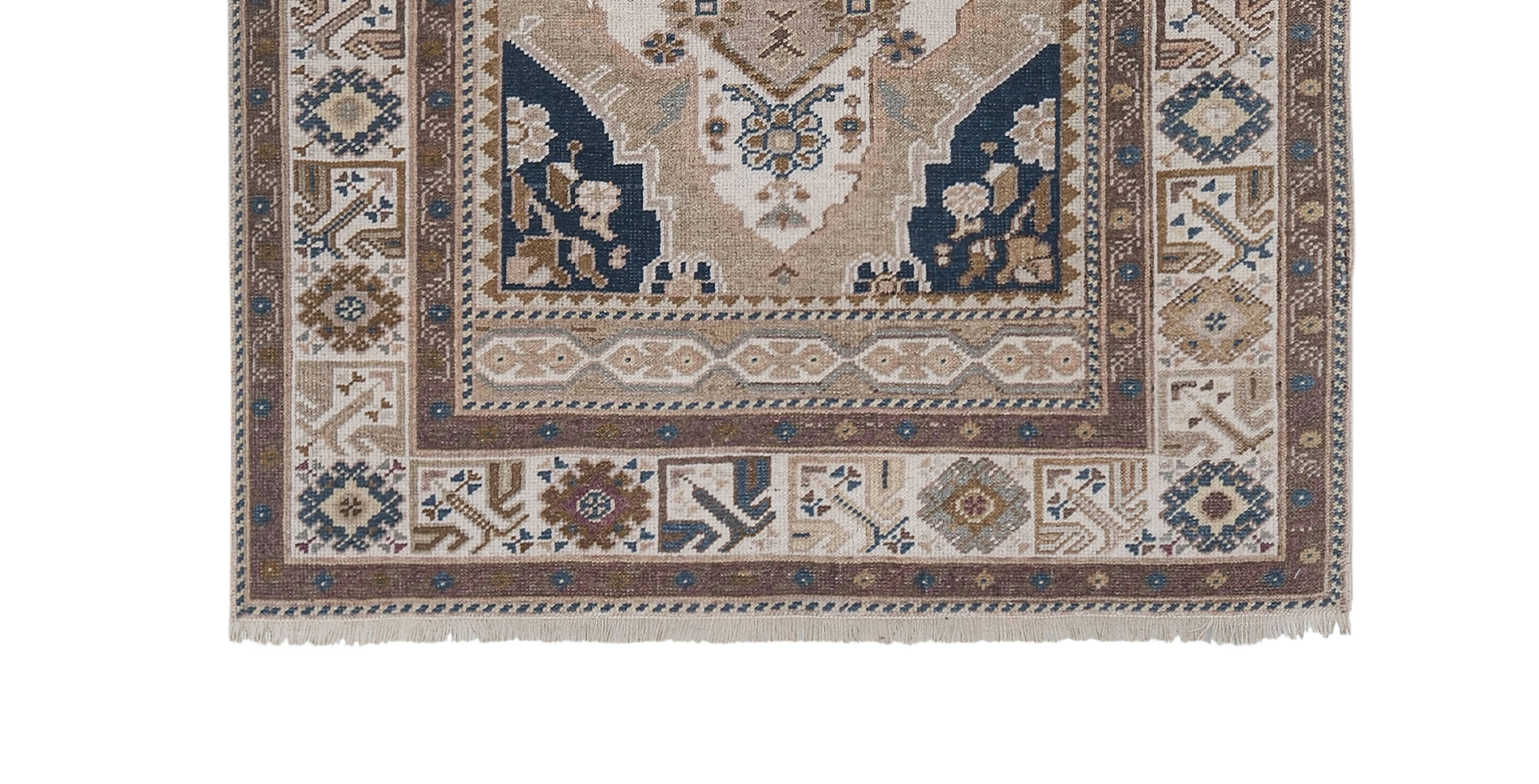 Vintage Turkish Oushak Rug Handwoven 91x156 cm