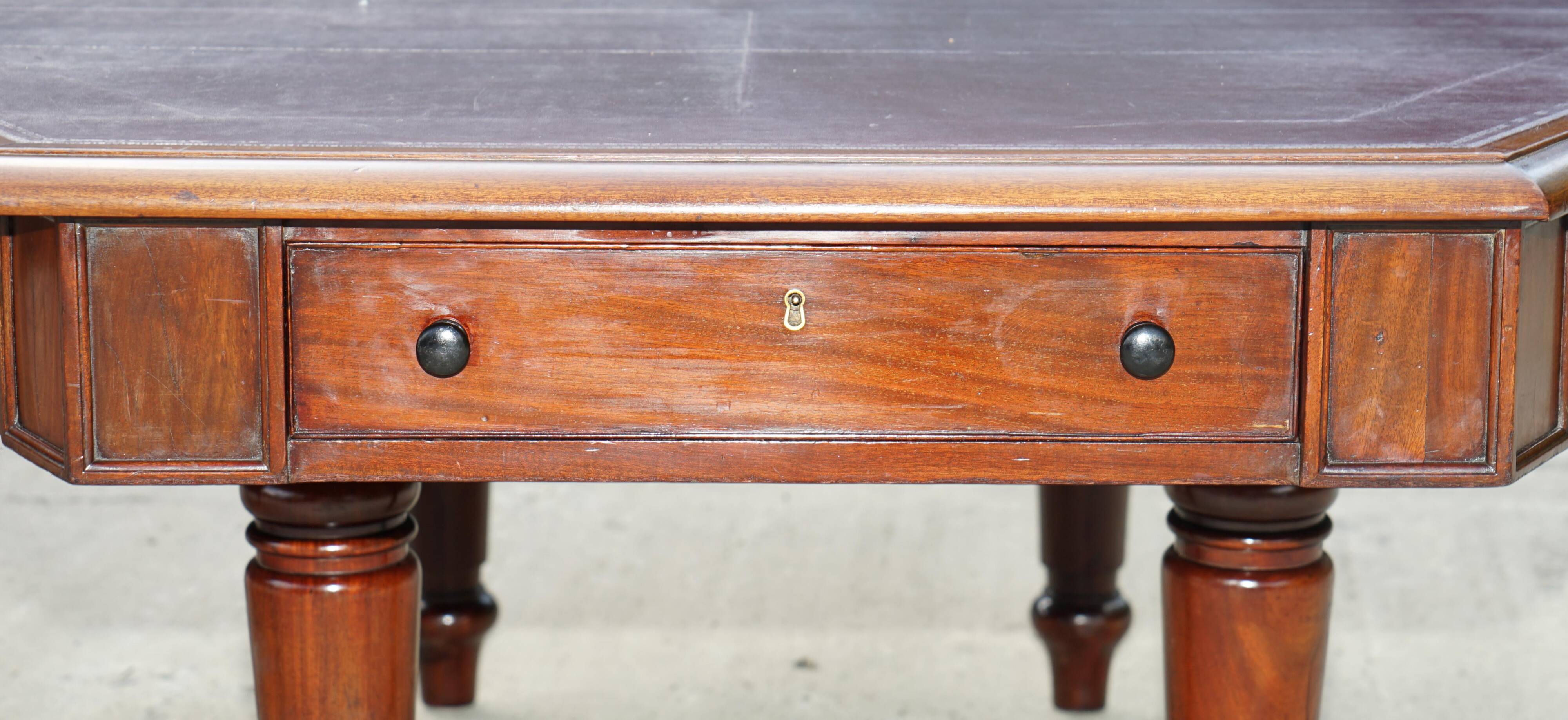 George III Antique Library Desk in Solid Mahogany 1780