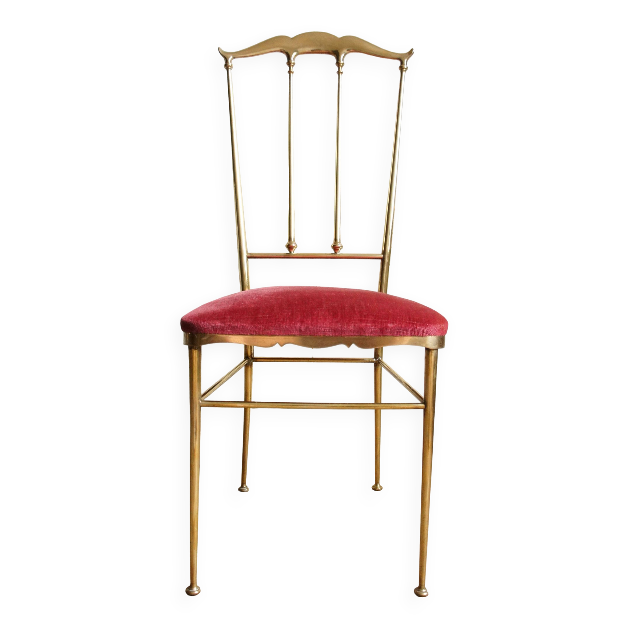 Chiavari high back chair solid brass & velvet