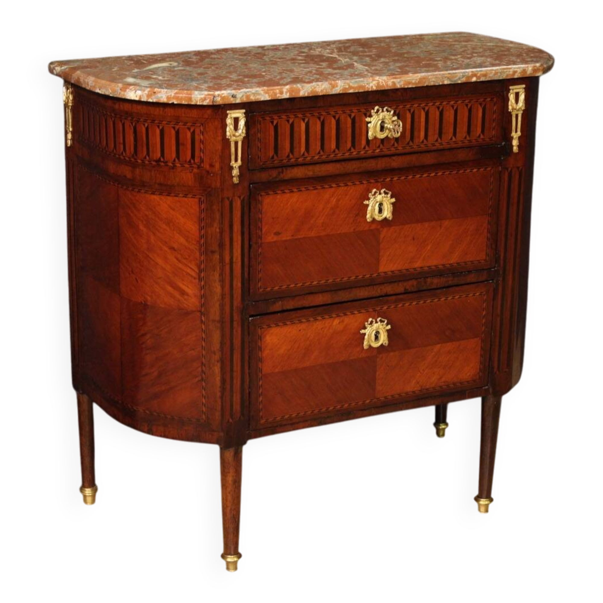 Petite commode française Napoléon III du XIXe siècle avec dessus en marbre