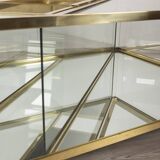 Vintage 60's table in golden brass and crystal italian design