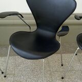 4x chaises d'Arne Jacobsen pour Fritz Hansen, modèle 3107 en cuir