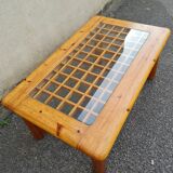 Italian coffee table in pine and glass