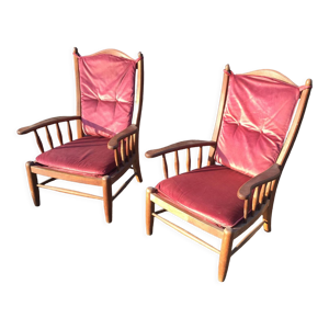 Paire de fauteuils années 50 chêne