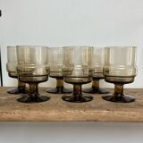 6 “Willem Heesen” smoked glass glasses