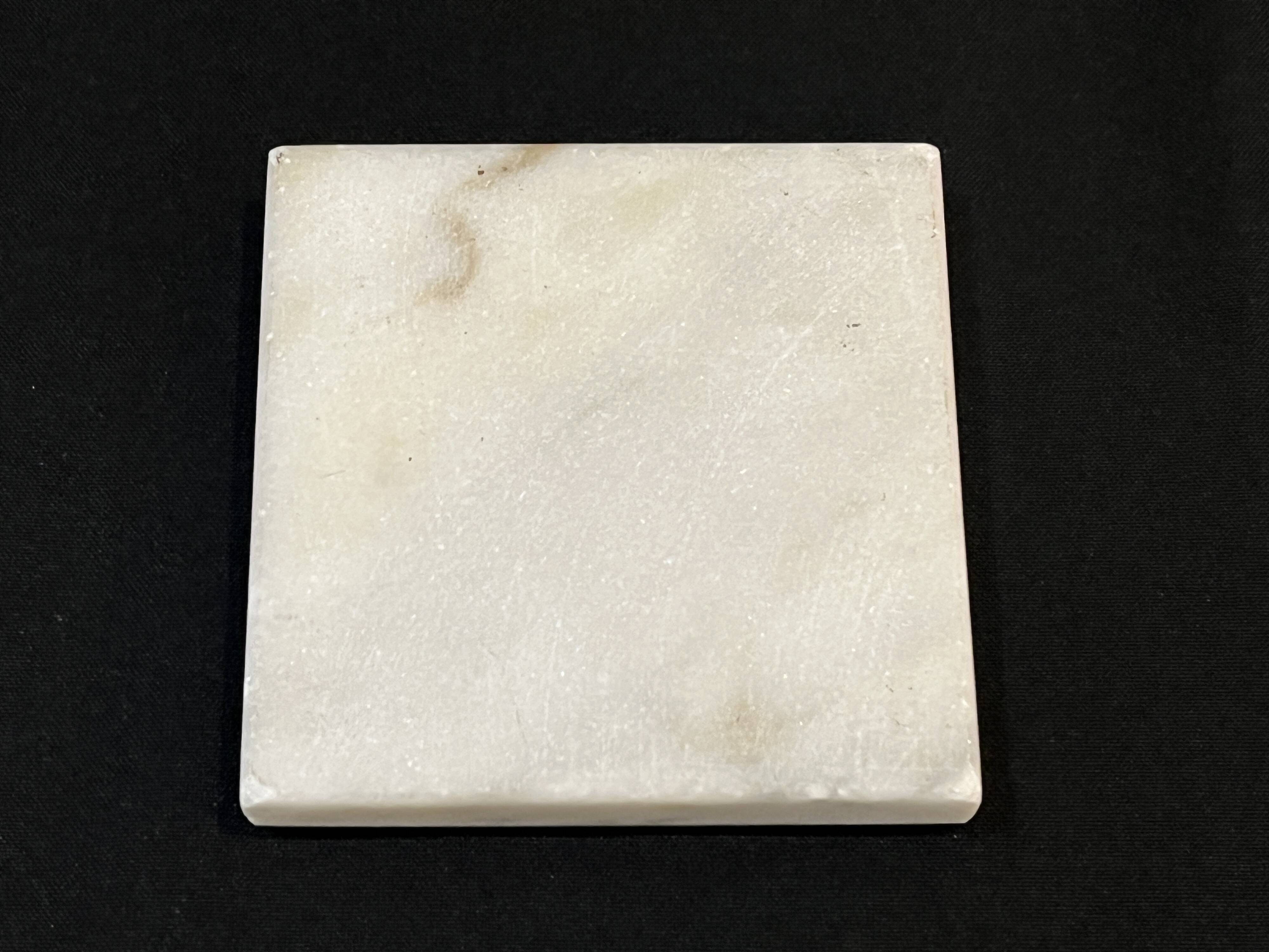 Vintage ashtray in white marble square 1970s Carrara Italy