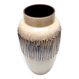 Vase postmoderne en céramique émaillée beige et noire fait à la main, Allemagne