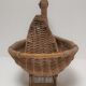Zoomorphic basket bird, wicker braided vintage