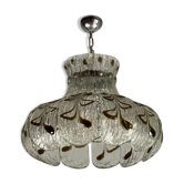 Venetian chandelier in colorless and brown murano glass circa 1970
