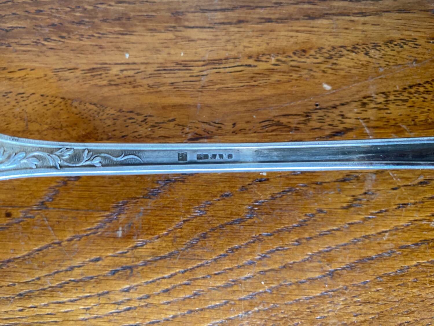 Old SFAM Goldsmith's Ladle Silver Plated Metal 12G Leaf Decor #B342