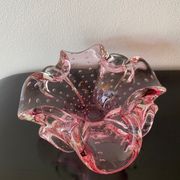 Vintage pink empty pocket ashtray in Murano by Barovier and Toso