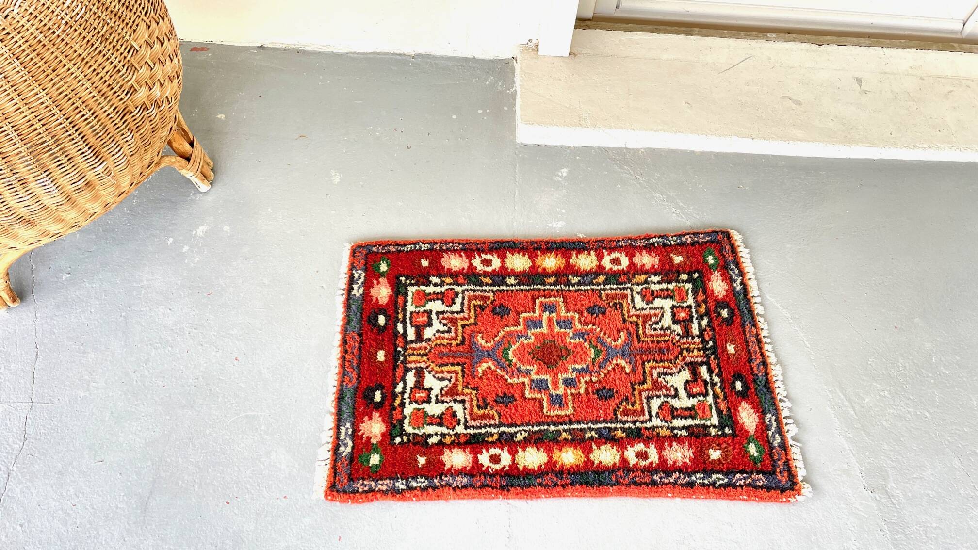 tapis velouré oriental vintage - 40cm x 62cm