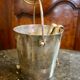 Silver metal ice bucket with 2 ice cube tongs