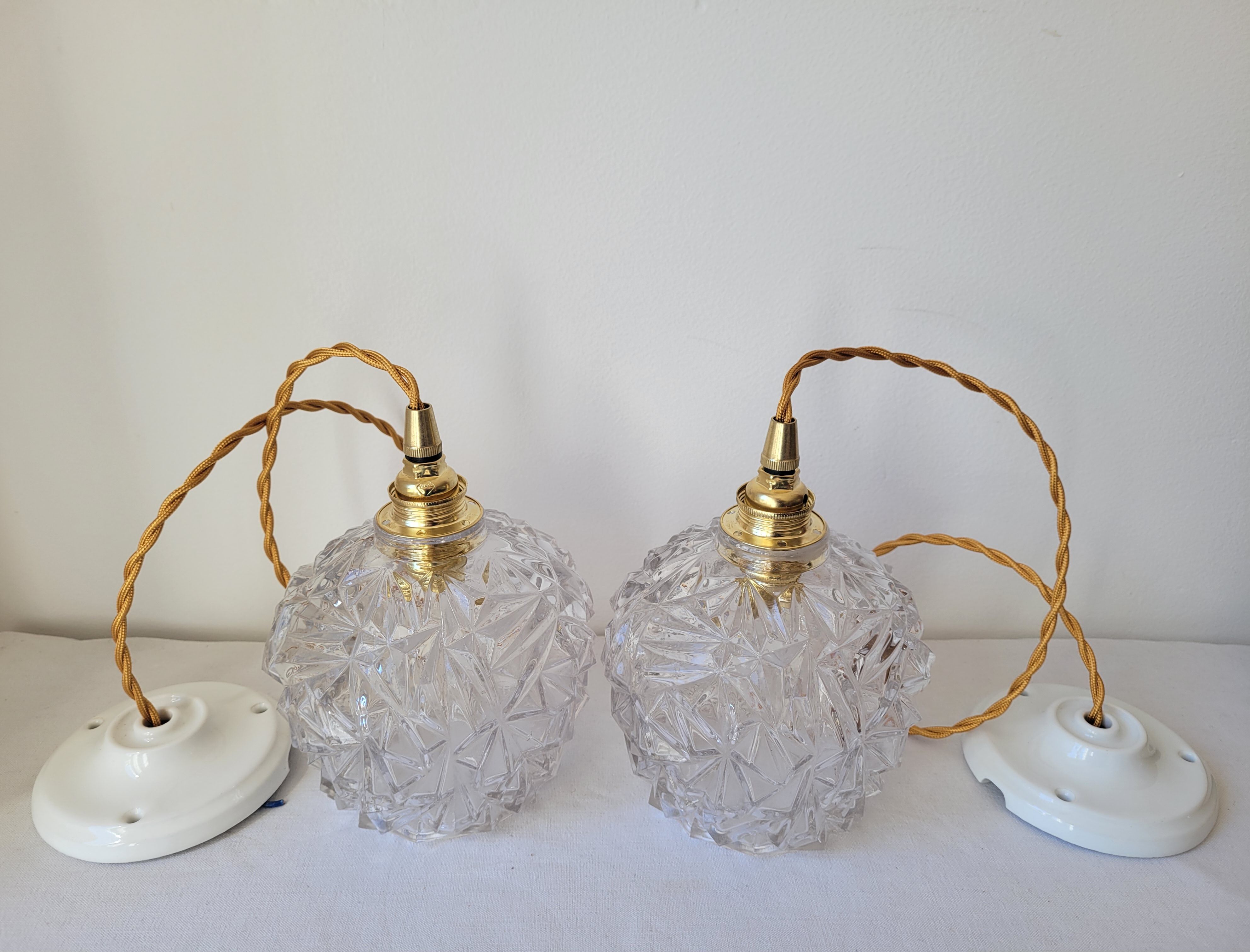 Duo de suspensions en verre moulé