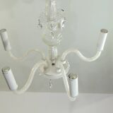 Chandelier with five branches glass and tassels /Bohemian Style Chandelier/vintage