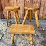 Vintage turned wooden foot stool/step stool