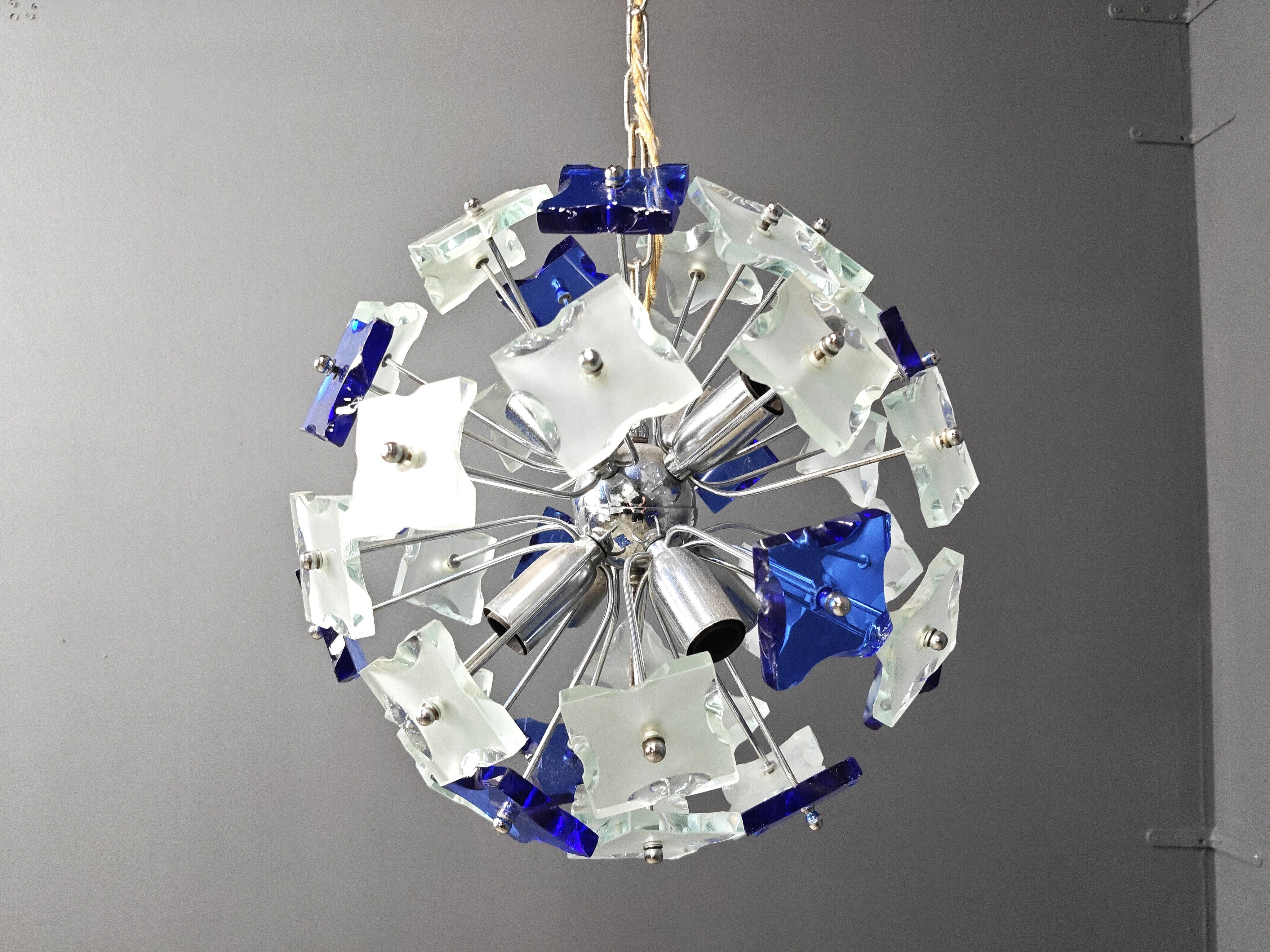 Hammered glass chandelier, 1970s