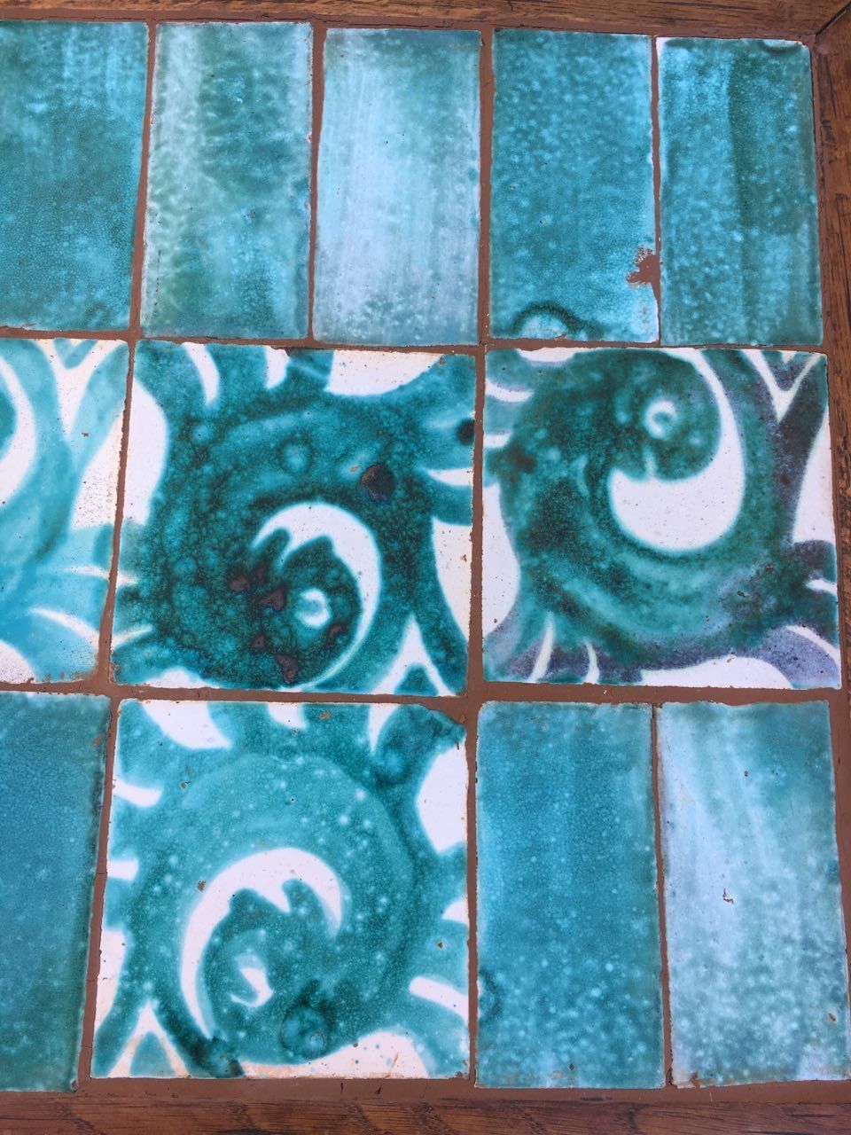 Old green ceramic coffee table from Cazaux