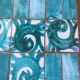 Old green ceramic coffee table from Cazaux