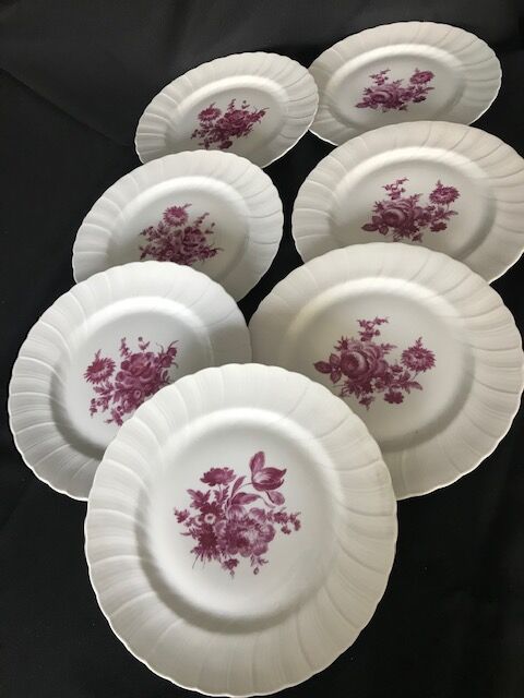 7 porcelain plates from limoges, bernardaud