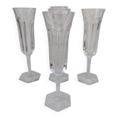 5 crystal champagne flutes from Baccarat, Malmaison model.