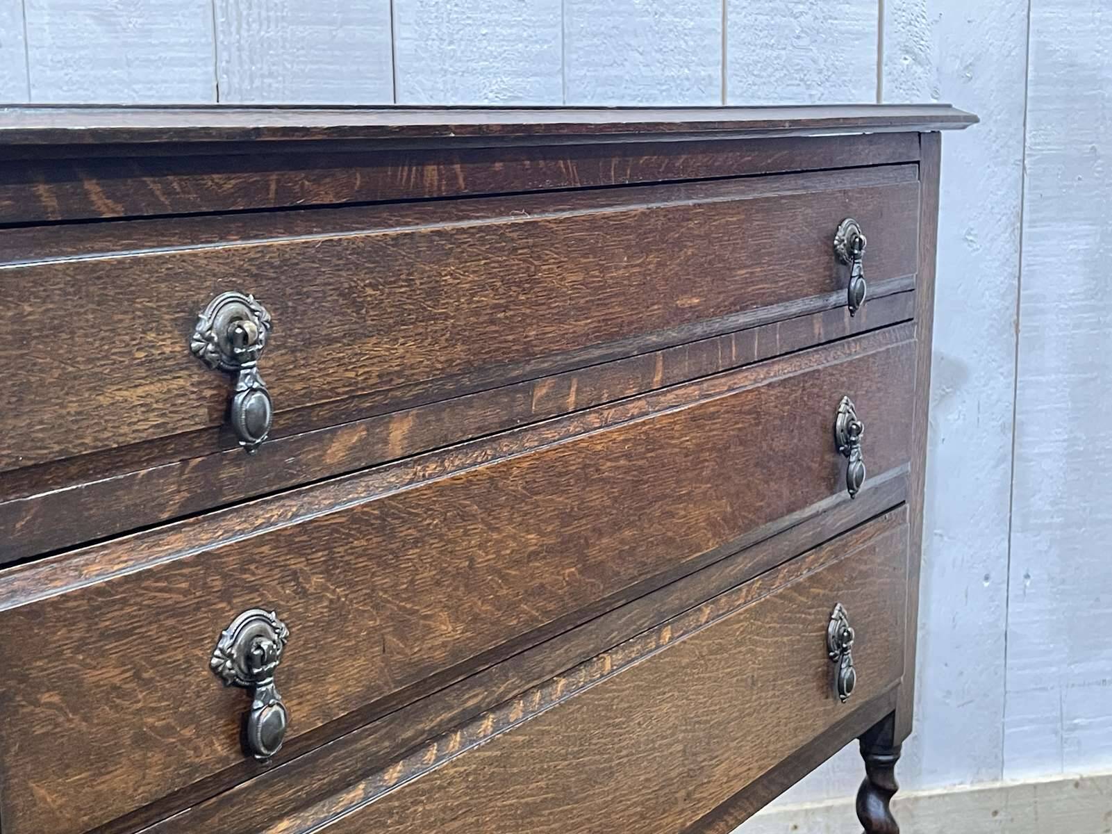 1930s English oak chest of drawers