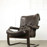 Fauteuil de salon luxueux en cuir, années 1970