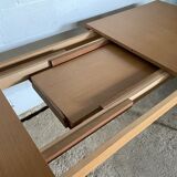 Scandinavian extendable table in light oak and teak 166/202/238x89cm vintage an50