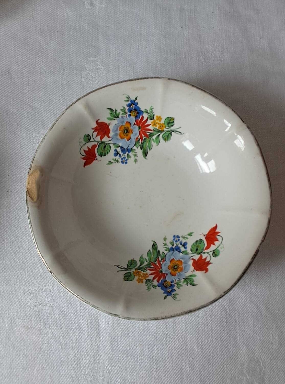 Coupelles vintage Digoin Sarreguemines. Décalcomanies de fleurs