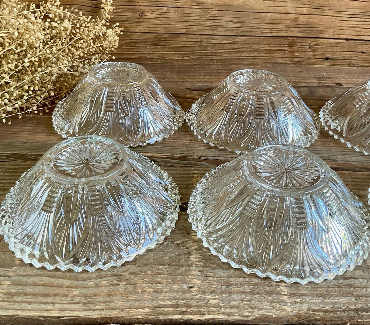 5 coupelles en verre ciselé vintage