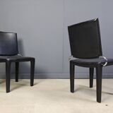 Black leather dining chairs by Arper italy, 1980s - set of 4