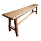 Vintage oak bench, solid wood dining bench, rustic farmhouse bench, French country style, circa 1950–1965.