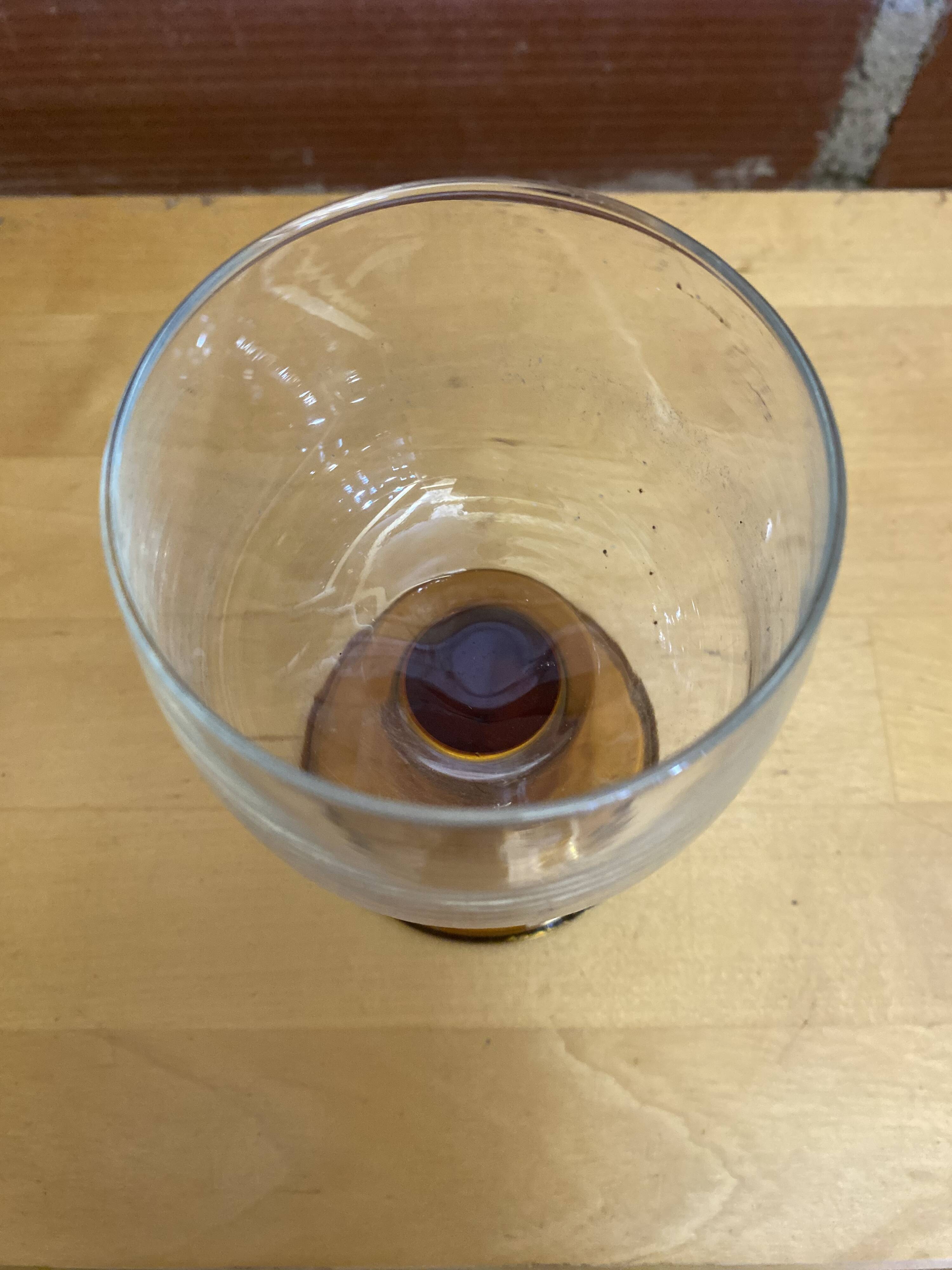 Set of 6 luminarc stemmed glasses transparent & amber vintage #e00