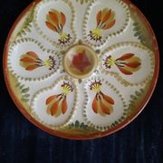 Oyster plate HB Henriot Quimper grey 23 cm Breton floral decoration