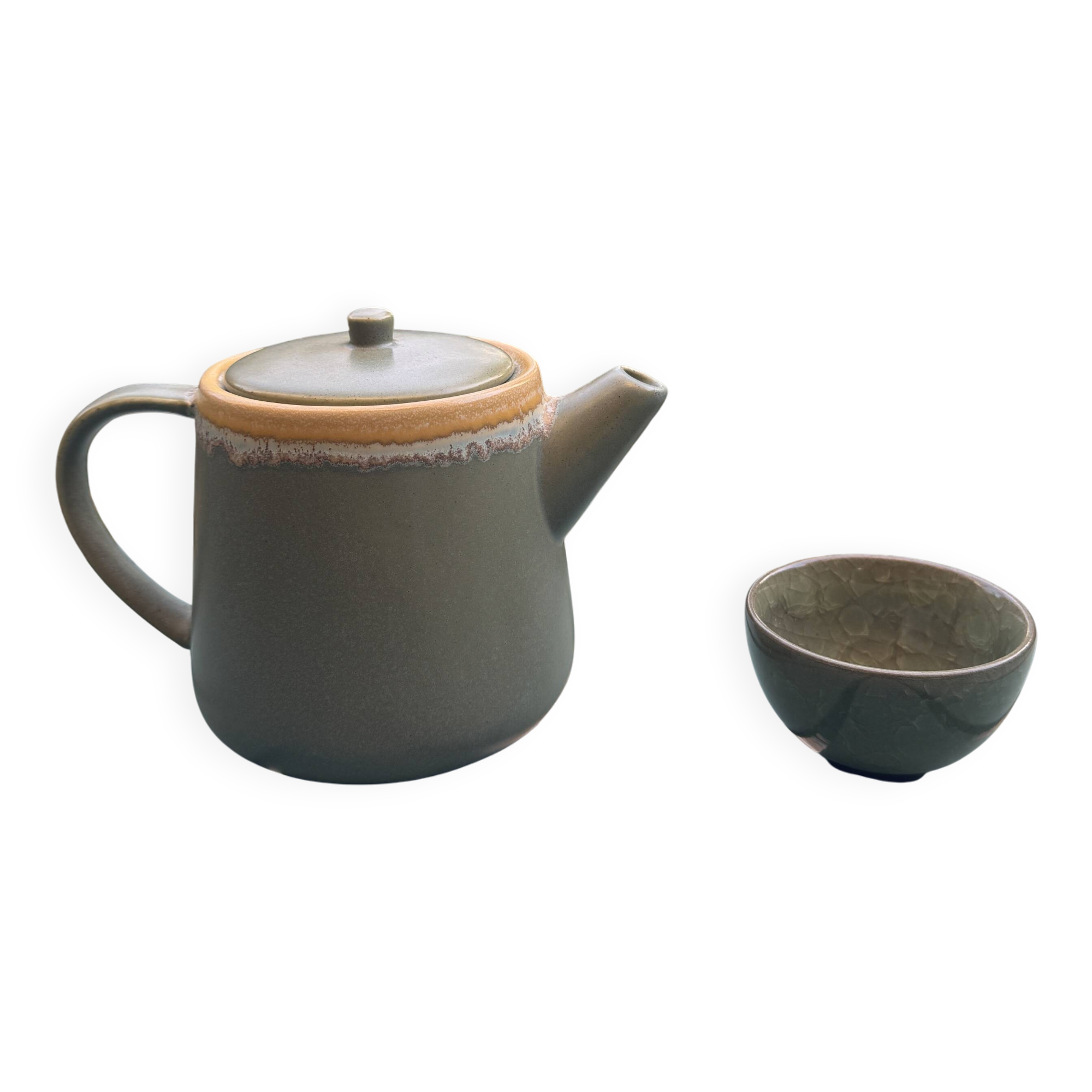 Celadon teapot – Japanese wabi-sabi style – very rare model.