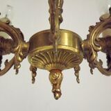 Vintage french bronze ornate detail 5 light chandelier
