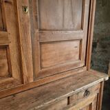 Antique French oak sideboard – Two-part display cabinet with drawers and four doors