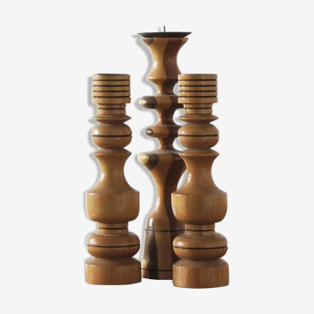 Bougeoirs Scandinaves en Bois, Set de 3