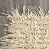 Tapis vintage en laine neutre beige ivoire 3x7, 112x223 cm SK 70381