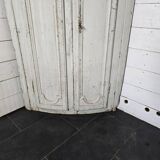 19th century curved corner cupboard in patinated oak