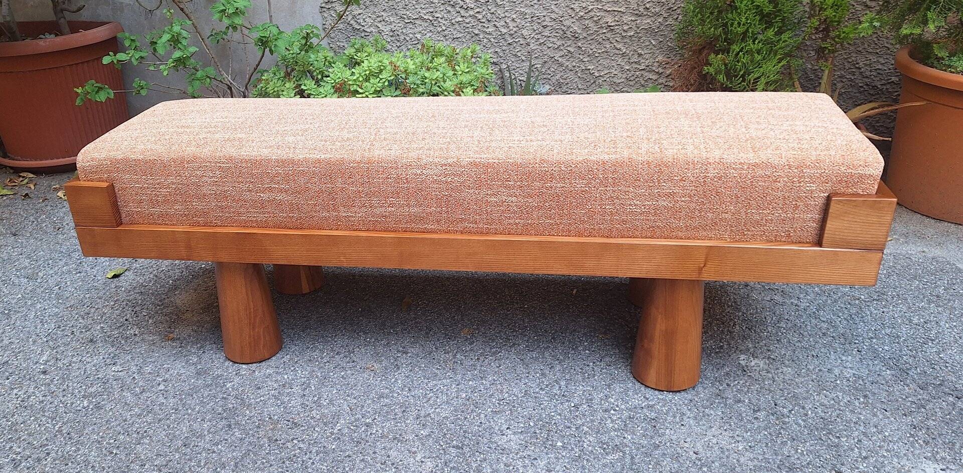 Bench with Conical Legs and Stain-Resistant Multi-Color Fabric from Artigianato Italiano, 2000s