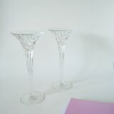 pair of large Swirl crystal candlesticks signed J&G Durand 1950