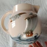 Pitcher jug - Digoin Sarreguemines - Sailboat on the waves and seagull