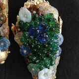 Murano wall sconces – coloured grape glass, bronze anemone