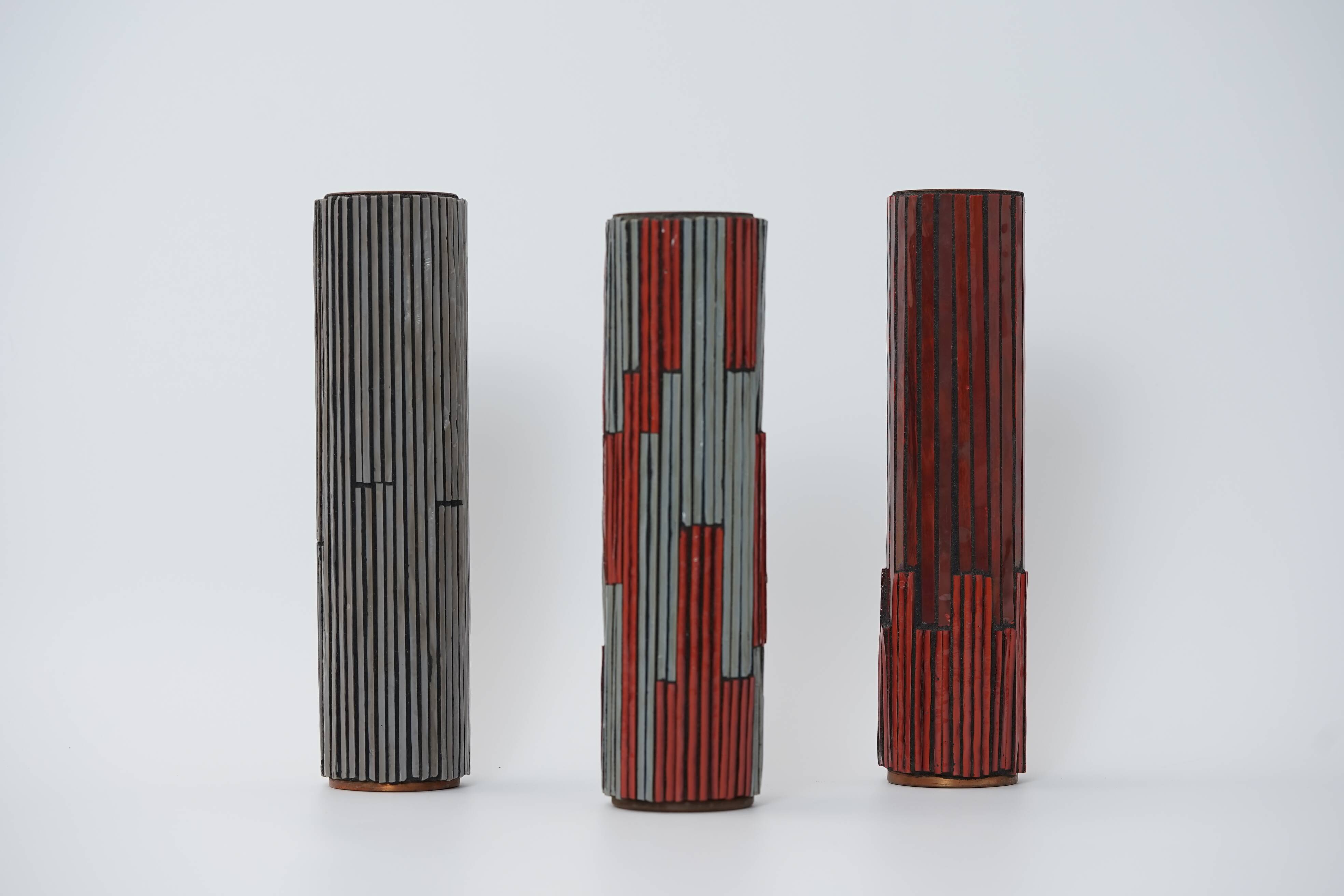 Vintage Pottery Mosaic Vases by W. Zimmermann for Ritter