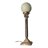 bronze lamp Corinthian column green opaline superb 52x13 cm
