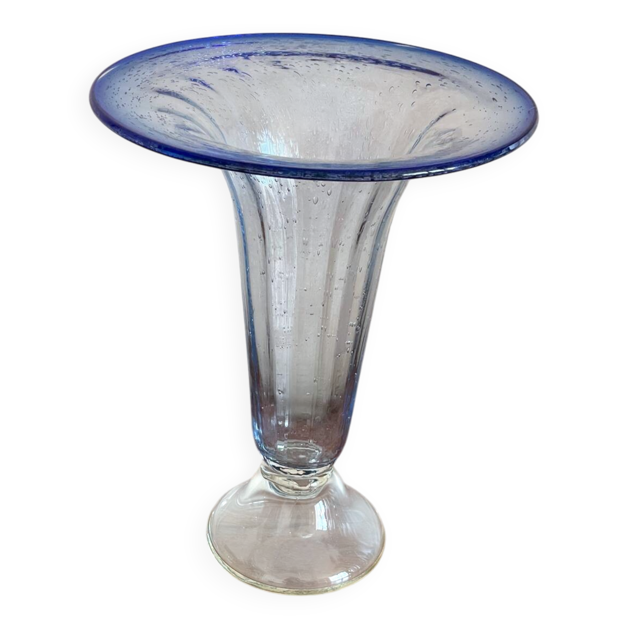 Bubble glass vase on foot