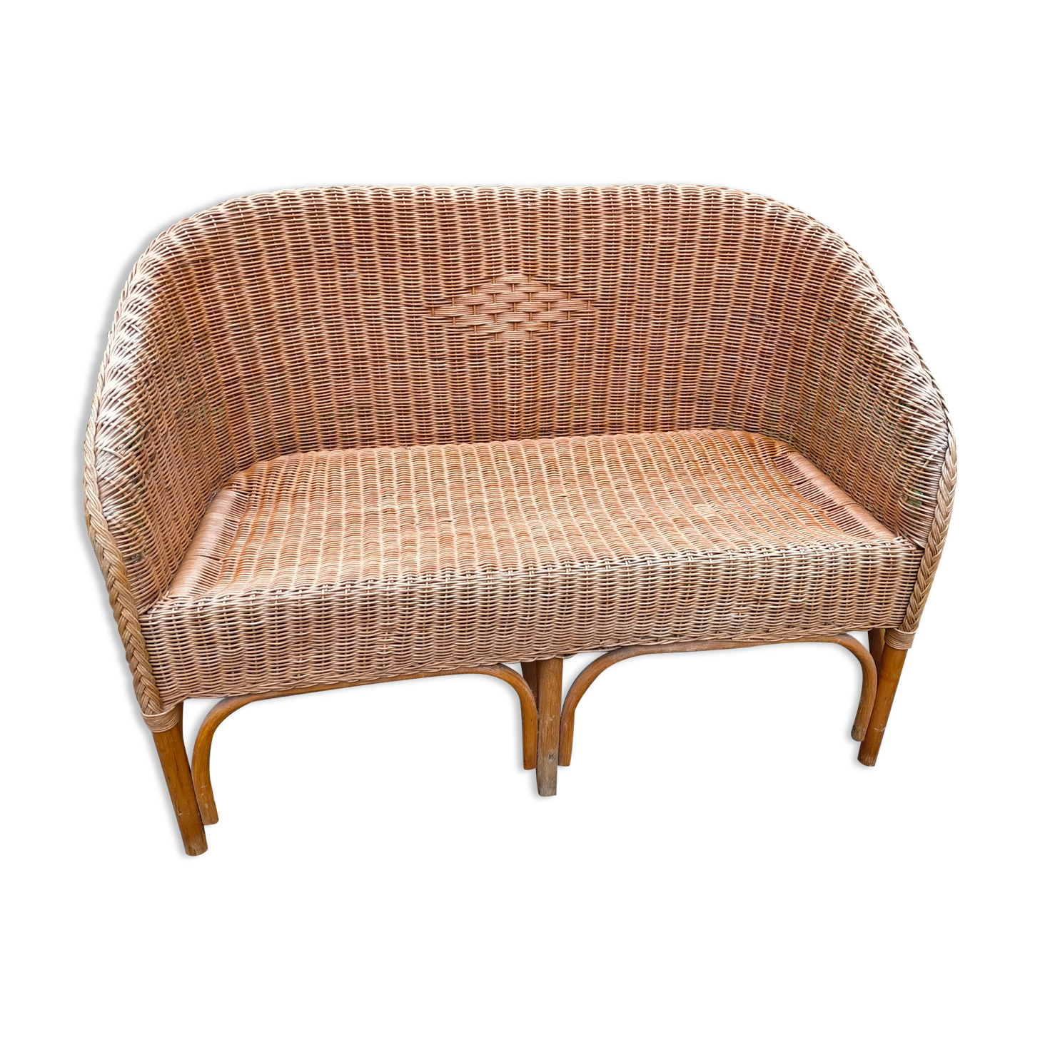 Vintage rattan bench